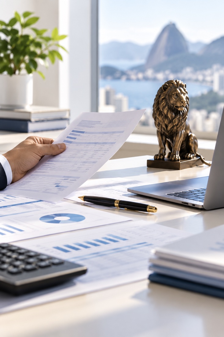 ECAC Digital: estátua de leão e declaração de imposto de renda
