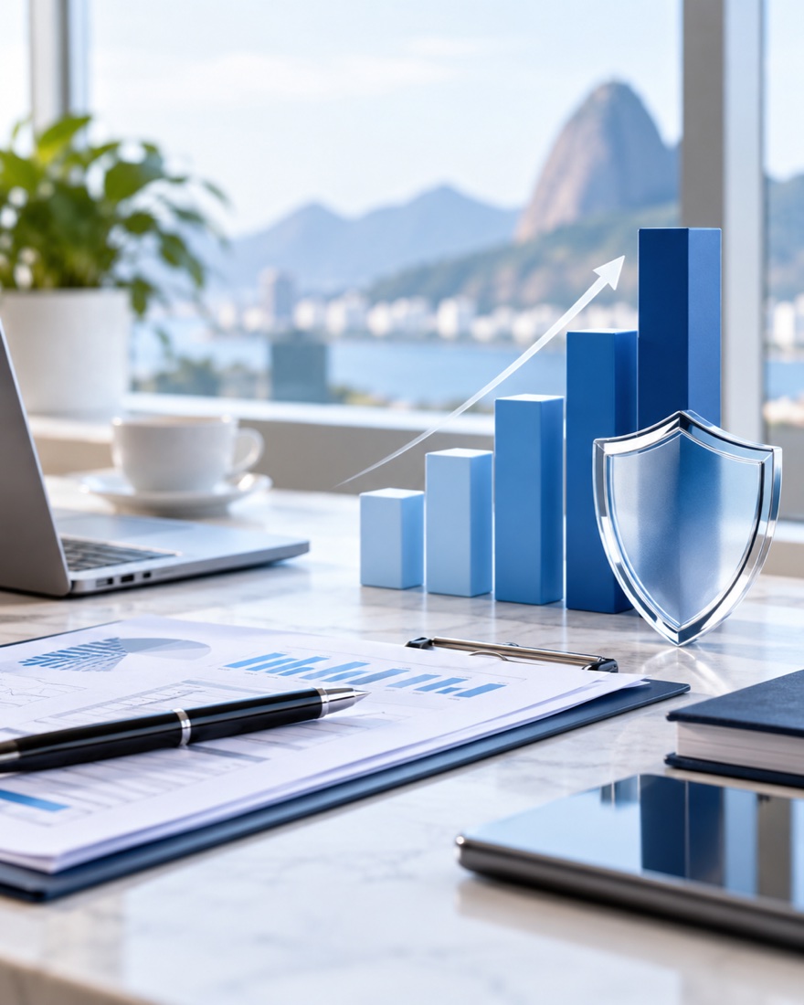 ECAC Digital: gráfico de crescimento e escudo, planejamento tributário para empresas